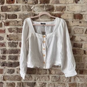 J. Crew White Blouse with Button Details